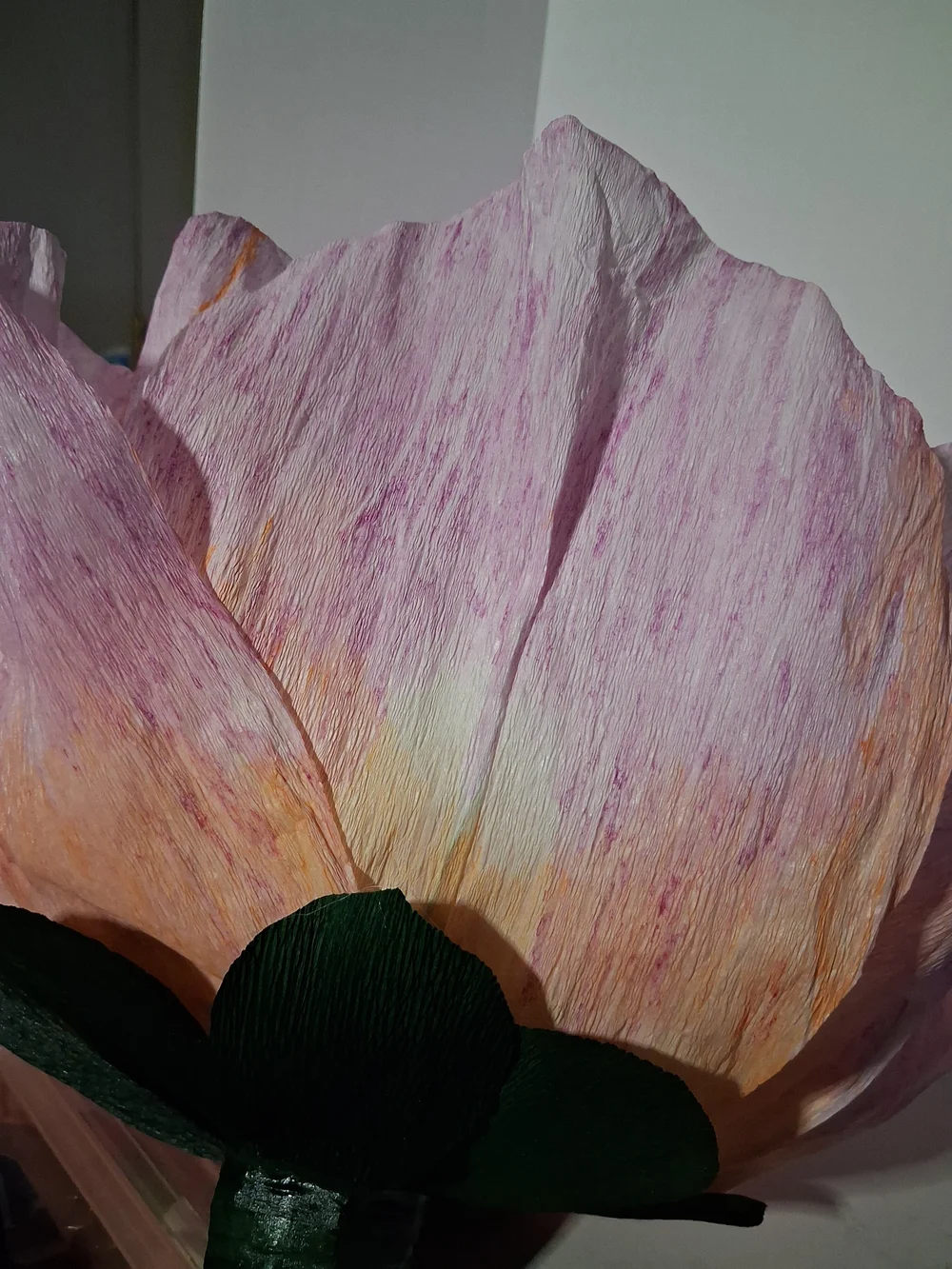 Handcrafted Italian Crepe Paper Flower Hanging Lamp - Pink & Coral Watercolor